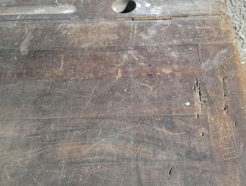 SOLID VINTAGE SCHOOL DESK.  SEE ALL PICTURES